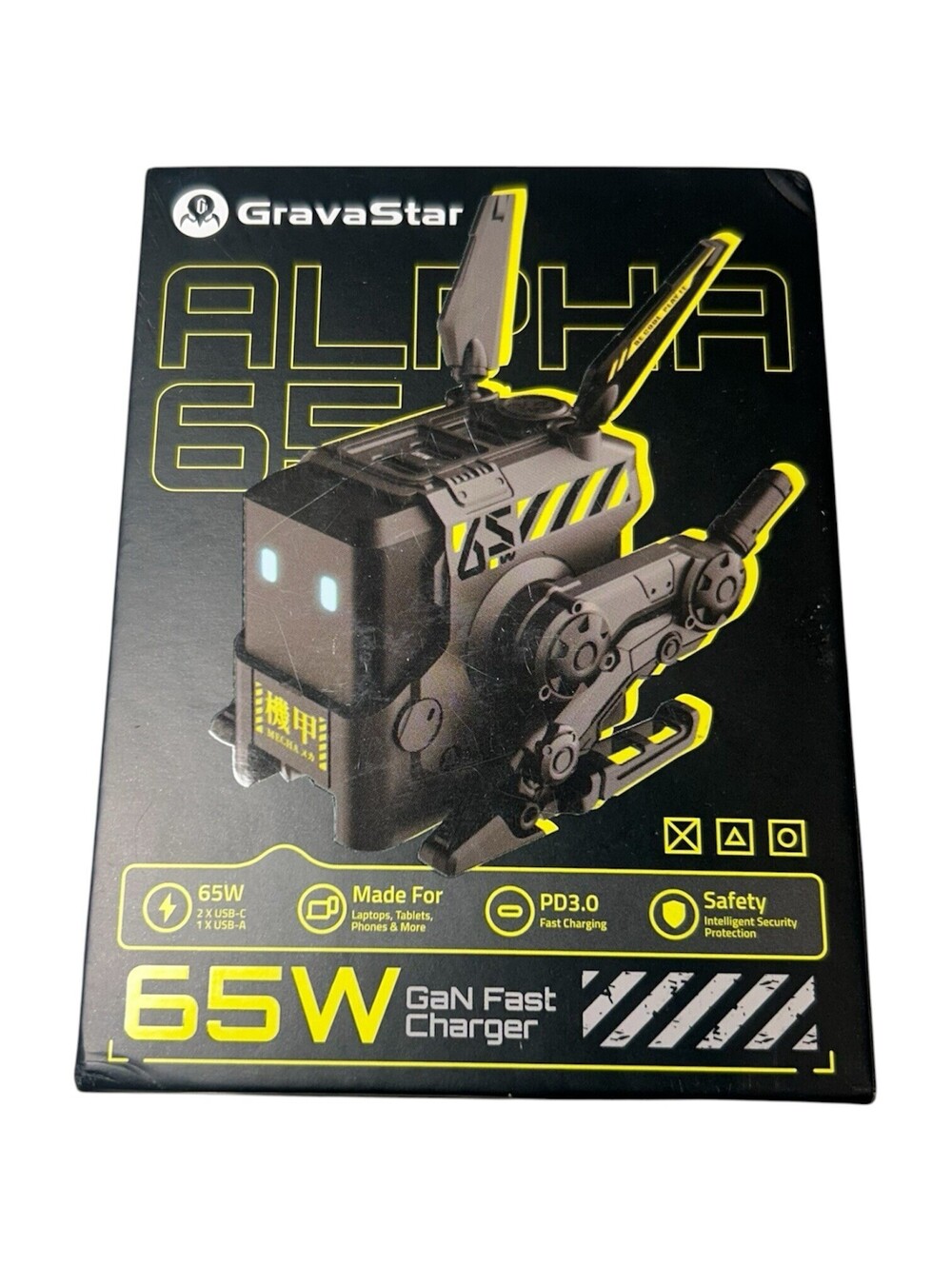 GravaStar 65W USB C Charger, Alpha65 Robot Fast GaN Charger Alpha65, Gray - NEW